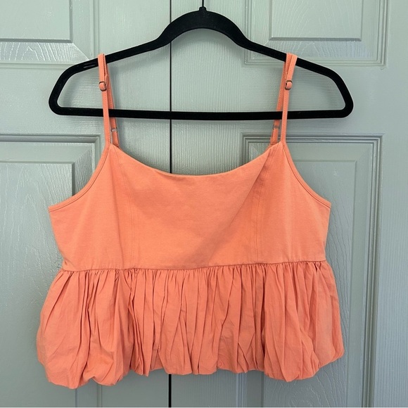 Maeve Anthropologie Bubble Cropped Cami Tank Top in Creamsicle Orange - Picture 4 of 6